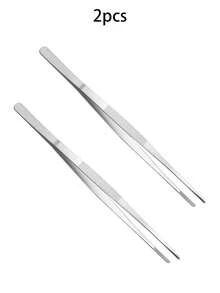 1pc/2pcs/4pcs Stainless Steel Barbecue Tweezers, Cooking Tweezers, Straight Head Tweezers, Elbow Tweezers, Barbecue Clips, Kitchen Tweezers, Food Tweezers, Extra Long Stainless Steel Tweezers - Multicolor - View 15