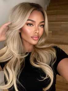 Ombre Brown Roots Ash Blonde Body Wave Lace Front Wigs Human Hair Pre Plucked Invisible Knots 13x4 HD Transparent Lace Frontal Wigs Human Hair Brazilian Virgin 250 Density Lace Closure Wigs Human Hair Water Wave Glueless Wigs For Women With Baby Hair - Bắt nguồn từ & Ombre - Xem 2