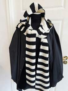 1 chiếc áo choàng len trùm đầu cho nữ, áo khoác ngoài ấm áp và đa năng cho mùa thu/đông, khăn choàng cho nữ khi mặc váy - khăn choàng trùm đầu - Xem 8