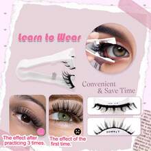 1 对磁性睫毛自然外观，2 对可重复使用磁性睫毛带涂抹器，无需胶水磁性睫毛磁性睫毛套装，易于佩戴和取下 - 尖尾漫畫款 - 查看 10