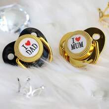 1 Pack Newborn Luxury Silicone Pacifier With Shiny Gems, Gold Baby Pacifier With Clip