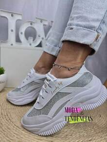 Women's Platform Sneakers, Beautiful, Comfortable And Resistant (LARGE SIZE) - 銀白色 - 查看 8