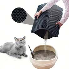 1pc Cat Litter Mat | Honeycomb Design | EVA Material | Anti-Slip, Leak-Proof And Easy To Clean | Multiple Color Options | Ideal For Pet Care, Cat Litter Box Accessories | Honeycomb Pattern Mat | Durable Pet Mat