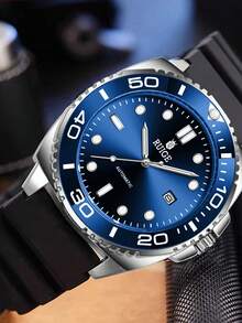 RUIGE Reloj automático mecánico clásico de negocios RUIGE para hombres, con pantalla de calendario, correa cómoda, luminoso y minimalista reloj deportivo de moda para hombre - Acción de Gracias