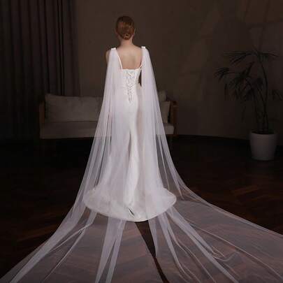 1 قطعة وشاح عروس، وشاح فستان زفاف متعدد الاستخدامات على الطراز الأوروبي والأمريكي، إكسسوار حجاب قابل للفصل