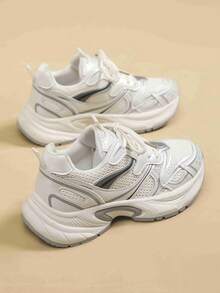 女士时尚运动鞋，休闲鞋，做旧厚底运动鞋，适合工作、旅行，百搭，建议订购大一码，春季、秋季 - 米色 - 查看 18