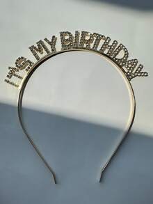 1 Pc Sparkling "It's My Birthday" Headband, Rhinestone - Encrusted Birthday Tiara, Glamorous Party Hair Accessory, Shiny Crystal Birthday Crown, Perfect For Birthday Celebrations, Eye - Catching Birthday Gift, Durable Metal Headband, Stylish Birthday Photo Prop, Must - Have Birthday Party Favor, Unique Birthday Headpiece, Sparkle - Filled Birthday Accessory