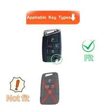 Key Fob Cover With Keychain For Accessories For Atlas For Golf For GTI For Jetta For Tiguan Car Key Case, Full Protection, 4 Buttons Christmas Gift - Multicolor - View 5