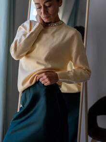 GIGOGOU Fashion Beading Women Autumn Winter Warm Sweater Casual Basic Long Sleeves Knit Top Fall Clothes Chic - Yellow - View 7