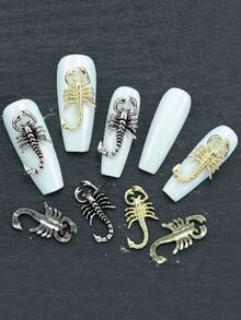 10 Pieces Of Nail Art Nail Accessories, Three-Dimensional Retro Light Luxury Style, Scorpion Nail Charm, DIY Nail Supplies