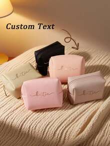 Personalisierte Kosmetiktasche, individualisierter Buchstaben-Name, Brautjungfern Kosmetiktasche, Leder, Mädchen Kosmetiktasche, Kosmetiktasche mit großer Kapazität, Geschenk für Brautjungfern und Braut, Kosmetik Aufbewahrungstasche, Buchstaben Kulturbeutel, Brautjungfern Kosmetiktasche