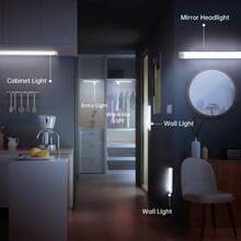 6pcs LED Motion Sensor Cabinet Lights, Wireless Night Lights, Motion Sensor Lights, LED Motion Sensor Lights, Decorative Lights, LED Cabinet Lights, Rechargeable Magnetic Wardrobe Lights, Suitable For Wardrobe, Cabinet, Kitchen, Office Desk, Detachable, USB Powered, 200mAh, 400mAh