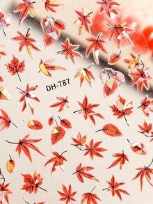 Caramel Red Maple Leaf Nail Stickers Autumn/Winter Season Fire Red Leaf Nail Stickers Accessories