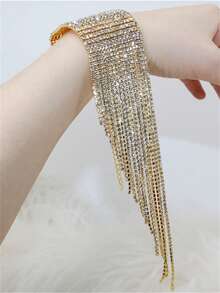 Braccialetto alla moda da donna con cristalli dorati e nappe