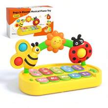 1pc Baby Musical Piano Keyboard Toy, Illuminated Sound Music Toy, Rhythm Games And Song Playback Activities Learning Toy, Early Childhood Educational Interactive Toy, Motor Skills And Cognitive Development Gift, Adjustable Volume Multi-Mode, Portable Storage, Suitable As Baby Gift