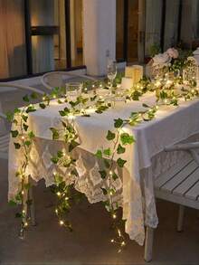 5M LED Artificial Ivy Vine String Lights - LED Ivy Leaf Fairy String Lights, Artificial Leaf String Lights, Green Leaf Decor Hanging Lights, Simulated Evergreen Vine Classic Style Suitable For Wall, Party, Wedding, Room, Kitchen, Indoor Decoration; Valentine's Day, Thanksgiving Atmosphere Decoration, Battery Box Powered (Batteries Not Included), 2M With 20 Lights/5M With 50 Lights