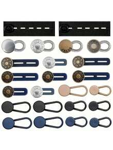 24 件纽扣延长器，6 种尺寸裤子腰带延长器，灵活可调节弹性腰带延长器，无缝隐形延长器套装，多色 - 彩色 - 查看 9