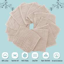 24 Pcs/12Pcs Muslin Burp Cloths For Baby - Ultra-Soft 100% Cotton Baby Washcloths - Large 20'' By 10'' Super Absorbent Milk Spit Up Rags - Burpy Cloths For Unisex, Boy, Girl - Brown - 彩色 - 查看 3
