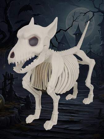 1pc Halloween Horror Decorations Dog Skeleton Ornament, Simulated Animal Canine Wolf Dog Skeleton, Halloween Party Decorations, Suitable For Winter Indoor And Outdoor Decoration, Garden Yard Watchdog, Haunted House Theme Decoration