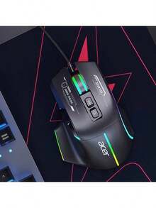 Acer OMW950 Wired Gaming Mouse With Ergonomic Design, Comfortable Feel, Durable Micro Switches, High-Precision DPI Adjustment, Compatible With PCs And Laptops, And A Black, Silent Wired Design.