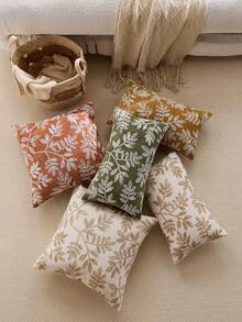 غطاء وسادة مطرز بورقة خضراء، مناسب للديكور الداخلي، غطاء وسادة لجميع المواسم، لا يشمل إدراج الوسادة - أخضر - مشاهدة 7