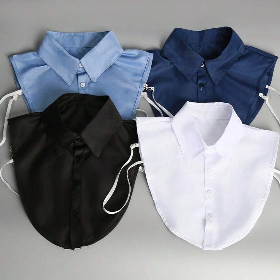 4pcs/1set Unisex Solid Color Detachable Pointed Collar, Shirt Collar, Versatile Collar Set For Dress For Christmas Decor - Handmade Fake Collar - View 1