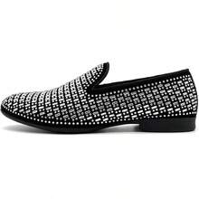 Men's Pointed Toe Rivet Dress Shoes Glitter Modern Metallic Slip On Loafers Plus Size-20256688 - Silver - View 7