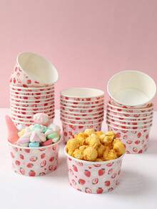 10Pcs 8oz Disposable Paper Bowl,Ice Cream Cups With Jungle Animals,Strawberries,Mermaids,Unicorns Design,Popcorn Box,Birthday Party Tableware,Picnic Party Supplies,Under The Sea Party Decor,Jungle Theme Birthday Party Decoration,Gender Reveal Party Decor,Baby Shower Decorations,1st Birthday Party Decorations - 彩色 - 查看 2