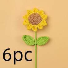 1pc/6pcs/10pcs Handmade Crochet Sunflower Bouquet, Eternal Artificial Woven Sunflowers, Knitted Lifelike Sunflowers, Everlasting Flowers, Best Gift For Christmas, Birthday, Wedding, Graduation, Teacher's Day. Suitable For Home Decor In Restaurant, Room, Bedroom, Holiday Gifts And Halloween Party Decoration