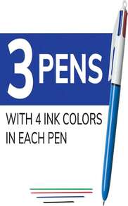 BIC 4-Color Original Retractable Ball Pens, Versatile 10mm Medium Point, Long-Lasting Ink, Great Gift Idea, 3-Count In Assorted Colors - trắng - Xem 3