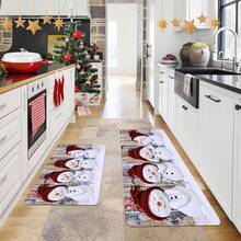 1/2 pièces Tapis de sol de Noël, tapis de sol de cuisine motif bonhomme de neige blanc de luxe avec chapeau rouge, convient pour la décoration de fête, la cuisine, la salle de bain, la chambre, la cuisine et la salle à manger, les décorations de Noël, l'aménagement festif du sol