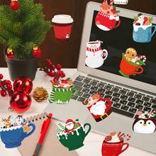 Set de 240 de autocolante pentru pahare de Crăciun, caiet cu tematică Moș Crăciun și reni, autocolante și notițe adezive pentru sărbători de iarnă pentru serviciu, studiu, listă de cumpărături