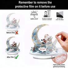 1 件圣诞桌面装饰标志，蓝色主题圣诞老人和新月设计，客厅和卧室家居装饰，办公室桌面摆件，圣诞礼物，2D 亚克力 - 彩色 - 查看 8