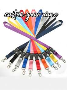 自定义文本工作徽章挂绳、定制个性化身份证徽章挂绳、带可拆卸扣的定制颈带钥匙扣、可定制身份证徽章挂绳、53 厘米/20.87 英寸、6 种颜色：红色/橙色/蓝色/深蓝色/黑色/灰色、身份证徽章夹、手机挂绳、钥匙挂绳、钥匙挂绳 - 彩色 - 查看 6