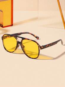 1/3 件女士亚克力波西米亚飞行员 Toadstools 时尚眼镜，适合节日出游和夏季海滩度假、户外、旅行的节日礼物，时尚眼镜豹纹玳瑁波西米亚风格超大飞行员镜框，适合度假、海滩、旅行