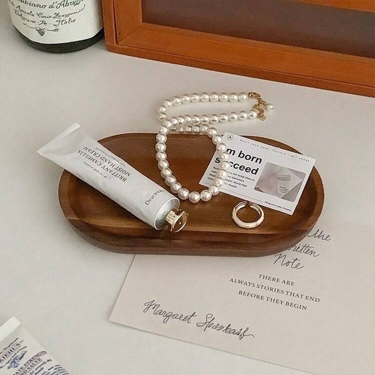 1 件创意北欧简约檀香托盘、桌面香薰烛台、入口钥匙/珠宝收纳木盘 - 棕色 - 查看 3