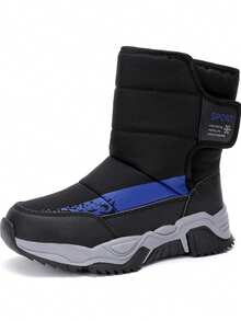 AFBB Botas de nieve para niños, zapatos de nieve de invierno cálidos para niños, impermeables y antideslizantes para adolescentes, botas de felpa gruesa para niñas y niñas, zapatos cálidos para exteriores para niños, adecuados para clima frío, caminar, acampar, senderismo y esquiar. La abertura lateral con facilita ponerse y quitarse estas botas de nieve. La suela texturizada proporciona tracción antideslizante.