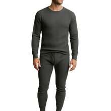 Men's 3 Pack Full Thermal Sets Ultra Soft 6 Piece Cotton Top And Bottom Set, Warm Cotton Long Johns, Winter Base Layer, Thermal Underwear For Men - 海軍藍/炭黑/灰色 - 查看 4