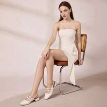 Mostrin Mary Jane Shoes Women Slingback Chunky Block Heels For Women Rounded Toe Ankle Strap Pumps Daily Wedding Party Dress Shoes - 白色 - 查看 6