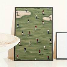 1 件复古高尔夫球场墙壁艺术 - 极简主义绿色抽象帆布印刷，无框，适合客厅、卧室或办公室装饰，是送给高尔夫爱好者的完美礼物，高尔夫装饰 - 彩色 - 查看 6