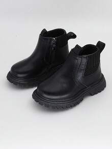儿童靴子秋冬新款男童英伦风时尚踝靴女童短靴时尚