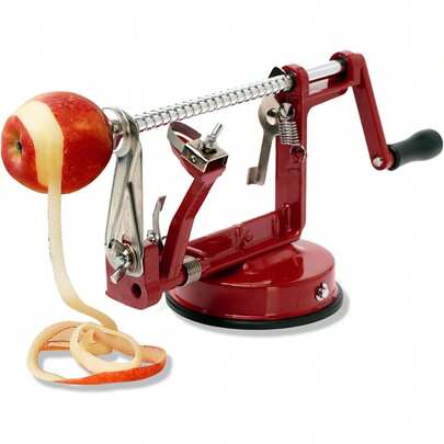 Éplucheur de pommes en métal, 25,5 x 15 x 11 cm, avec ventouse et poignée robuste, parfait pour une utilisation facile et efficace en cuisine