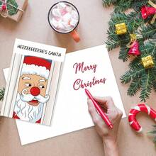 1 张，闪亮风格圣诞贺卡，适合朋友、家人、同事的趣味圣诞贺卡，这是圣诞老人节日贺卡，适合男朋友、女朋友、夫妻的圣诞贺卡