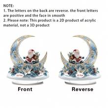 1 件圣诞桌面装饰标志，蓝色主题圣诞老人和新月设计，客厅和卧室家居装饰，办公室桌面摆件，圣诞礼物，2D 亚克力 - 彩色 - 查看 9