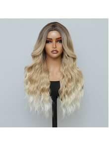 22 Inch Gold Gradient Long Water Wave Wig, Comfortable And Easy To Wear, Even Beginners Can Easily Learn, Suitable For Various Occasions - 漸變金色 - 查看 3