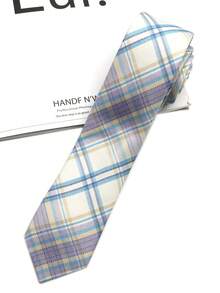 1 件格子领带，休闲街头风格男女通用领带，适合日常、派对、礼物