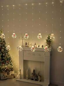 10 LED Christmas Santa Claus/Christmas Tree/Snowman Curtain Lights - Multifunctional Christmas Wishing Ball Lights - USB Powered 8 Modes, Suitable For Indoor And Outdoor Decoration, Classic Christmas LED Curtain Lights | USB Powered Wishing Ball Snowman Pendant, Wired With Button Control, Flashing Yellow Lights, Suitable For Holiday Decoration - Applicable For Christmas, Halloween, Thanksgiving And New Year, Ideal For Holiday And Seasonal Celebrations (Batteries Not Included)Halloween Decor Christmas Decoration Thanksgiving Wedding Home Decor Home Decor Fall Decor Autumn Decor Birthday Decorations For Gifts Party Supplies Indoor Outdoor Garden Holiday Festival Decor Wall Decor Halloween Ornaments