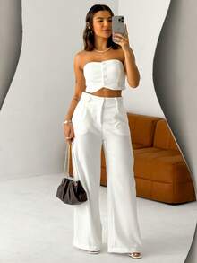 Top Set With Buttons And Linen Trousers, Maitê LUNII Fall/Winter Collection - Apagado - Ver 7
