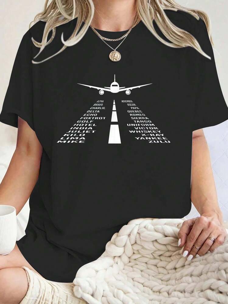 Phonetic Alphabet T-Shirt - Unisex Adult, Black, Short Sleeve, Small, Classic Fit Graphic Tees Women Crew Neck Short Sleeve Casual T-Shirt - màu đen - Xem 1