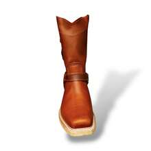 COWBOY BOOTS FLAT TOE WITH RING SOLE RUBBER HEEL FOR WORK OR DRESS COW LEATHER STITCHED SOLE WELT GOODYEAR BRAND AMERICAN WELT - Ginger - View 9